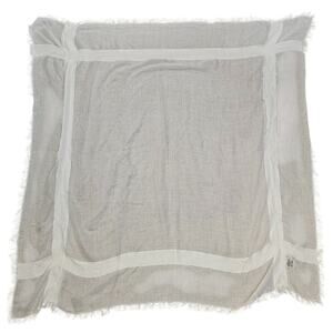 Baar & Beard Large 43" Square Lightweight Scarf White Fringe Hem